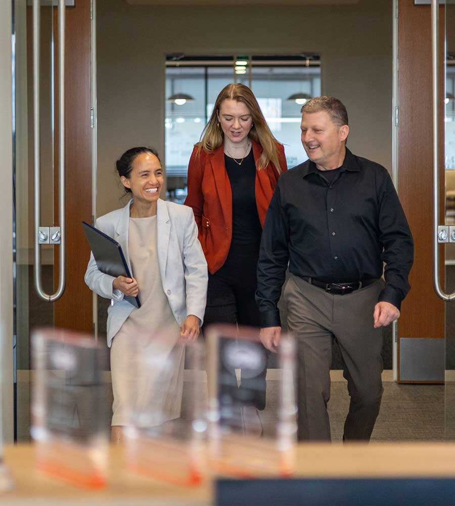 Brand photoshoot of office with three employees